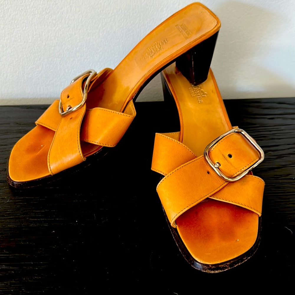 Hermès saddle leather dress sandal